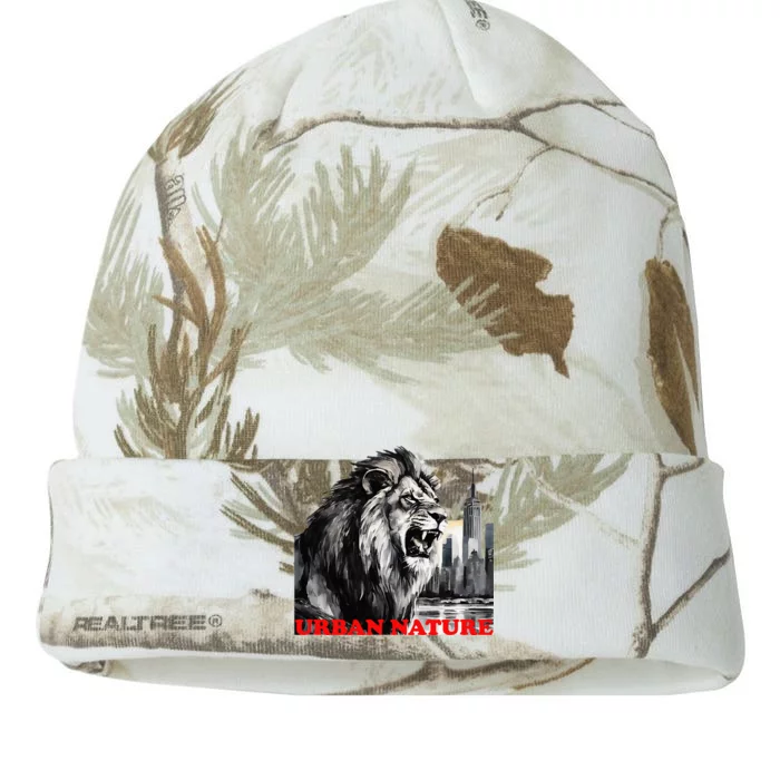 Lion Roaring King Of New York City Urban Nature Cityscape Kati - 12in Camo Beanie