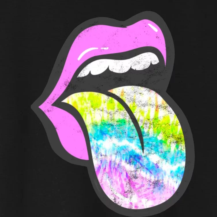 Lavender Rose Lips Tie Dye Women's Crop Top Tee