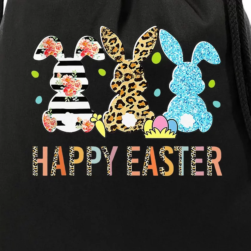 Leopard Rabbit Lover Happy Easter Day Drawstring Bag