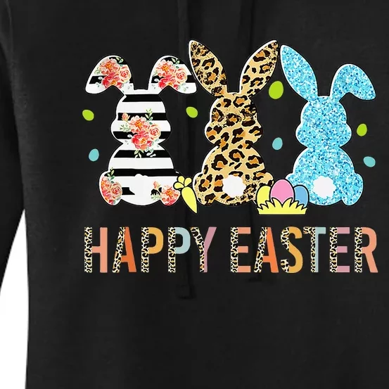 Leopard Rabbit Lover Happy Easter Day Women's Pullover Hoodie