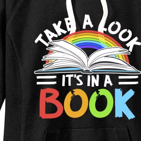 Love Reading Love Rainbows Gift Retro Rainbow Design Design Meaningful Gift Women's Fleece Hoodie