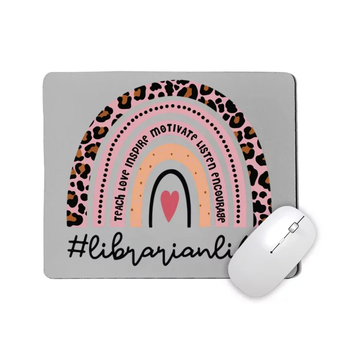 Librarian Rainbow Leopard Funny School Librarian Gift Mousepad