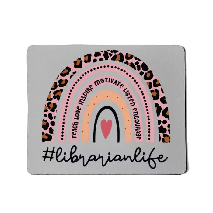 Librarian Rainbow Leopard Funny School Librarian Gift Mousepad