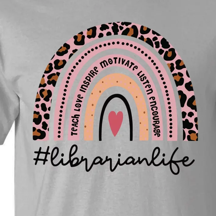 Librarian Rainbow Leopard Funny School Librarian Gift Tall T-Shirt