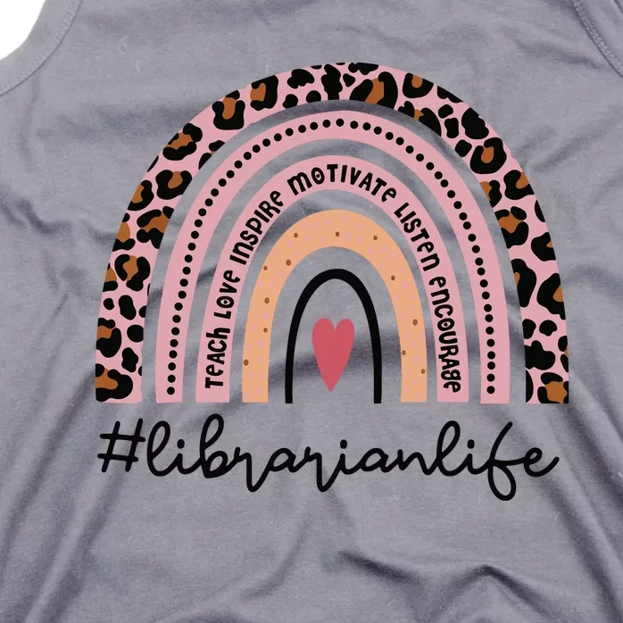 Librarian Rainbow Leopard Funny School Librarian Gift Tank Top