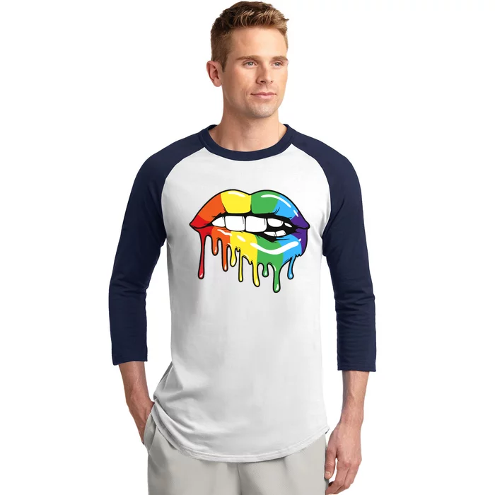 Lgbt Rainbow Lip Pro Pride Month Baseball Sleeve Shirt