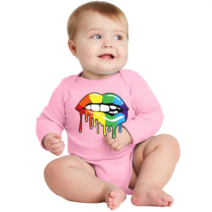 Lgbt Rainbow Lip Pro Pride Month Baby Long Sleeve Bodysuit