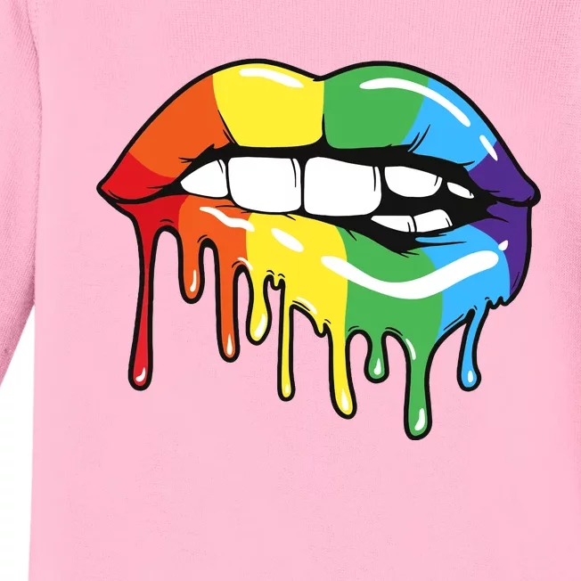 Lgbt Rainbow Lip Pro Pride Month Baby Long Sleeve Bodysuit