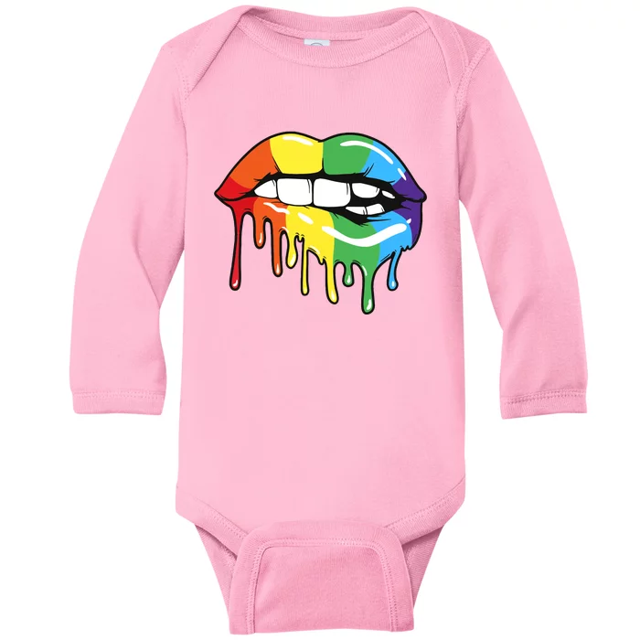 Lgbt Rainbow Lip Pro Pride Month Baby Long Sleeve Bodysuit