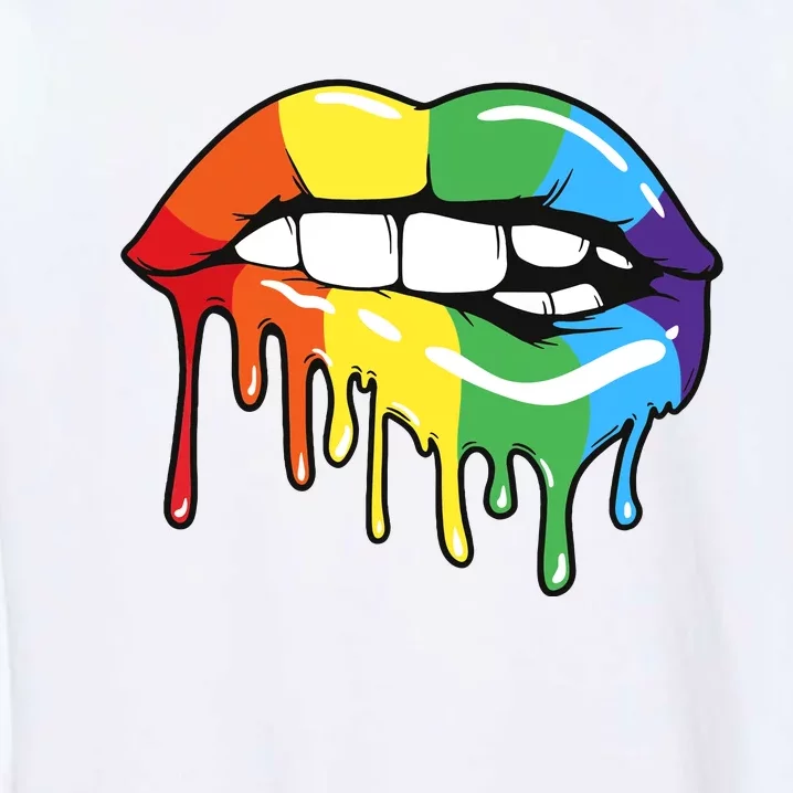 Lgbt Rainbow Lip Pro Pride Month Garment-Dyed Sweatshirt