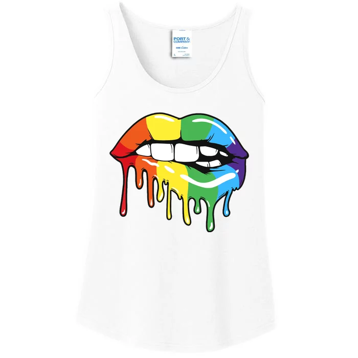 Lgbt Rainbow Lip Pro Pride Month Ladies Essential Tank