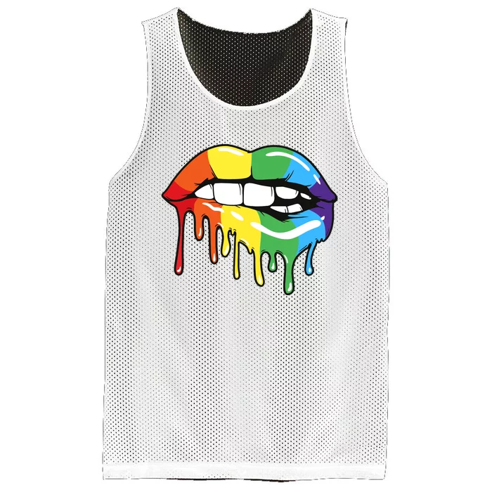 Lgbt Rainbow Lip Pro Pride Month Mesh Reversible Basketball Jersey Tank