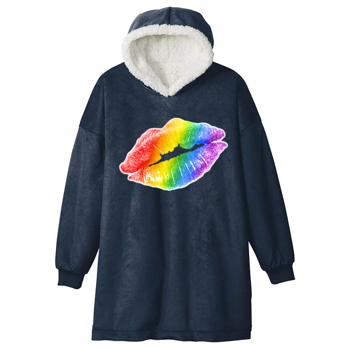 Lgbtq Rainbow Lips Colorful Lgbtqia Pride S S Gift Hooded Wearable Blanket