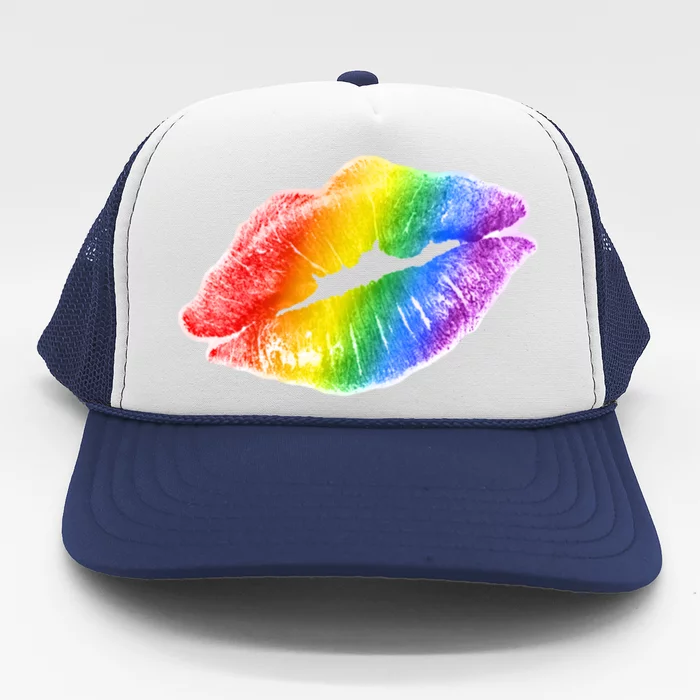 Lgbtq Rainbow Lips Colorful Lgbtqia Pride S S Gift Trucker Hat