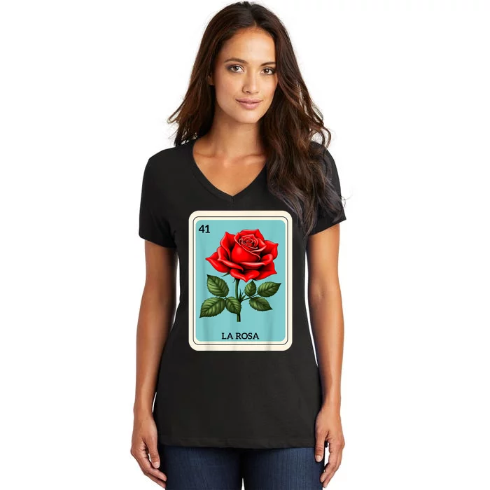 La Rosa Mexican Lottery Card Game Women's V-Neck T-Shirt