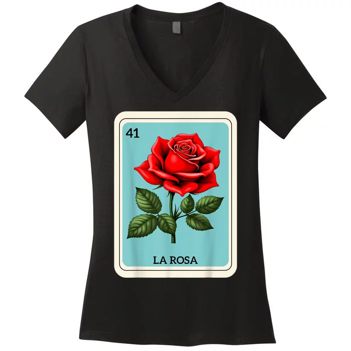 La Rosa Mexican Lottery Card Game Women's V-Neck T-Shirt