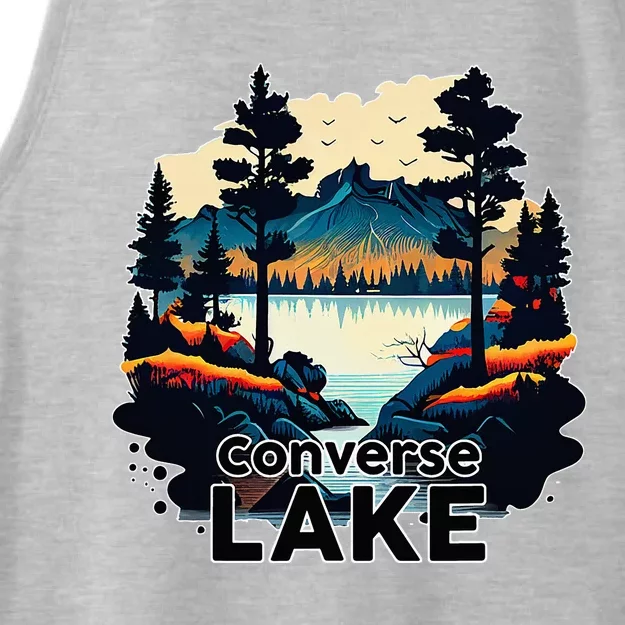 Lake Retro Minimalist Lake Ladies Tri-Blend Wicking Tank