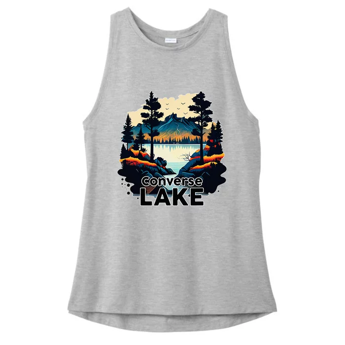 Lake Retro Minimalist Lake Ladies Tri-Blend Wicking Tank