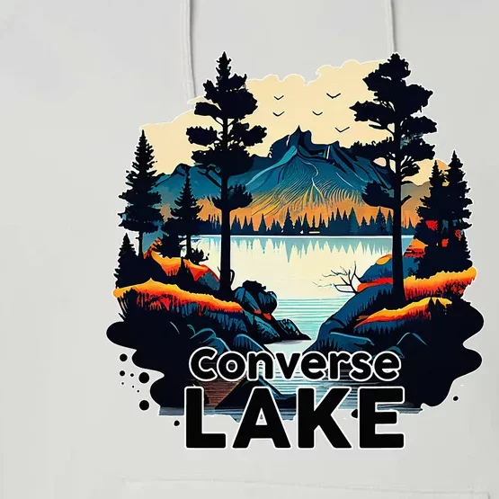 Lake Retro Minimalist Lake Performance Fleece Hoodie