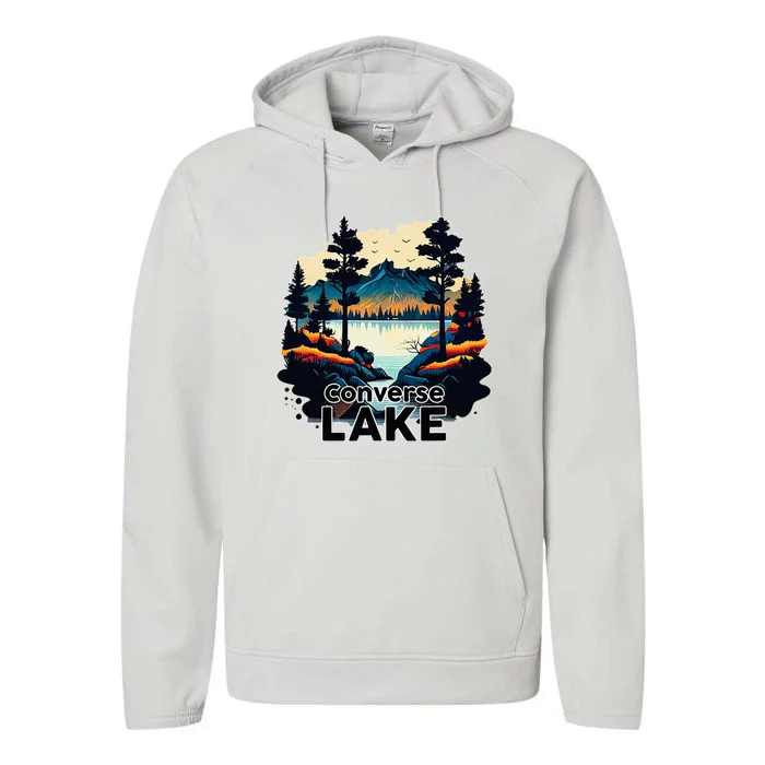 Lake Retro Minimalist Lake Performance Fleece Hoodie