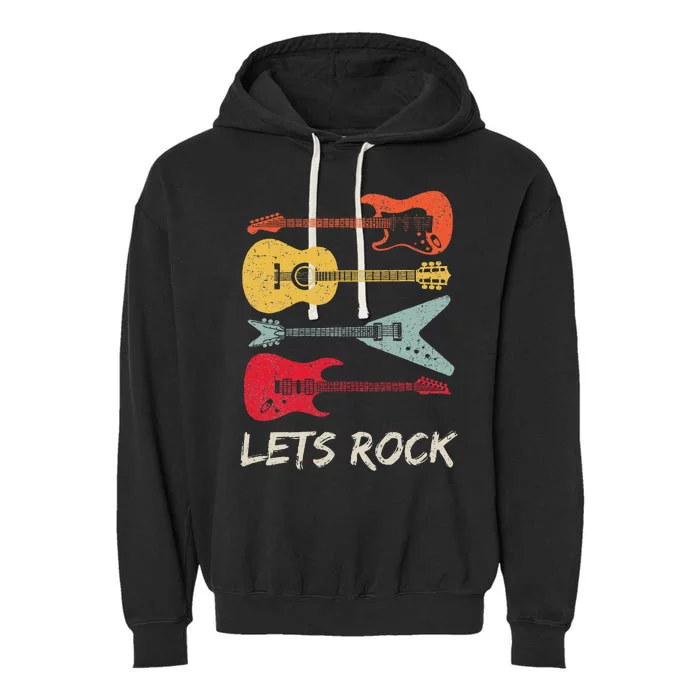 Lets Rock N Roll Guitar Garment-Dyed Fleece Hoodie