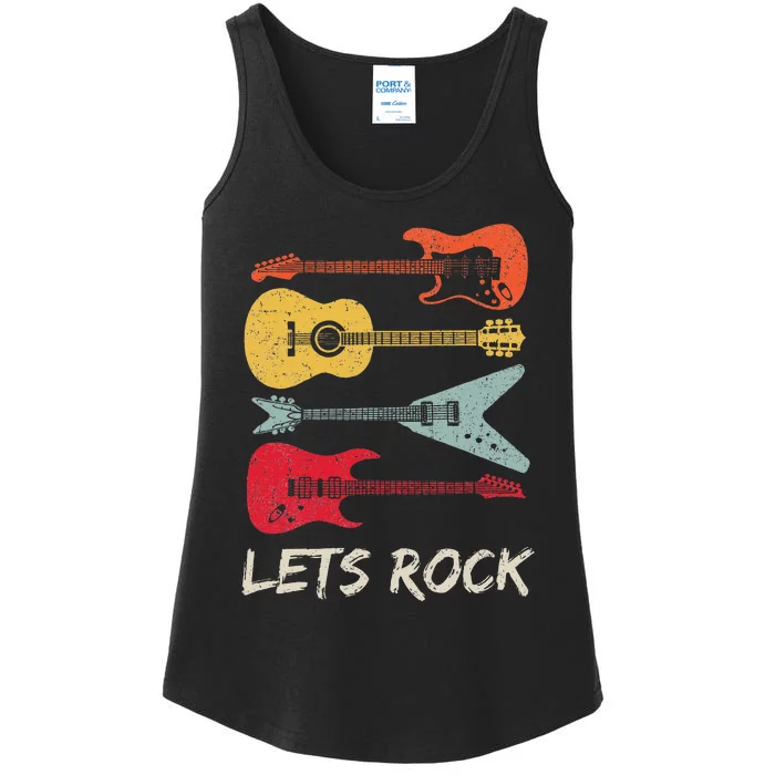 Lets Rock N Roll Guitar Ladies Essential Tank