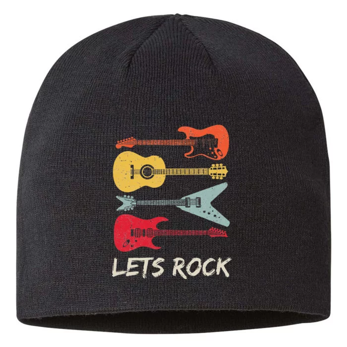 Lets Rock N Roll Guitar Retro Gift Men Women 8 1/2in Sustainable Knit Beanie