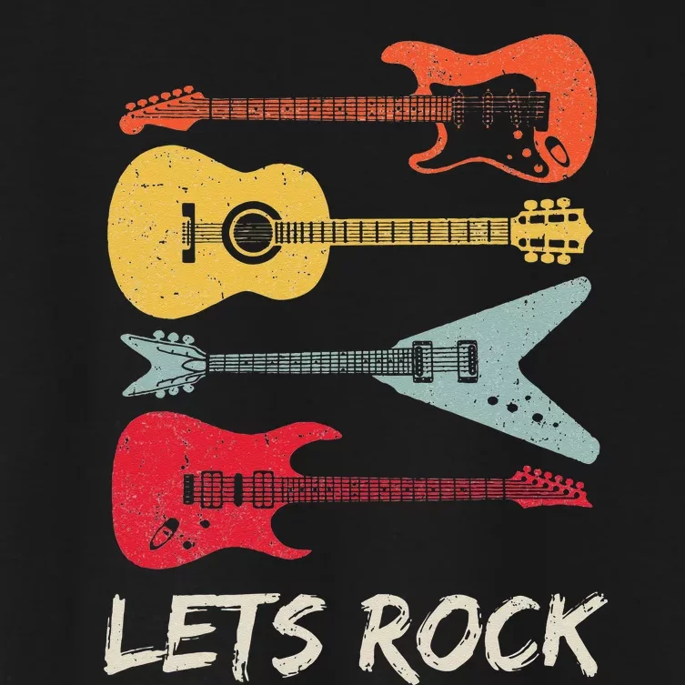 Lets Rock N Roll Guitar Retro Gift Men Women Women's Crop Top Tee