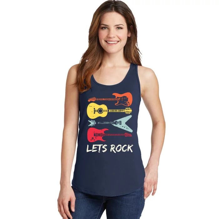 Lets Rock N Roll Guitar Retro Gift Men Women Ladies Essential Tank