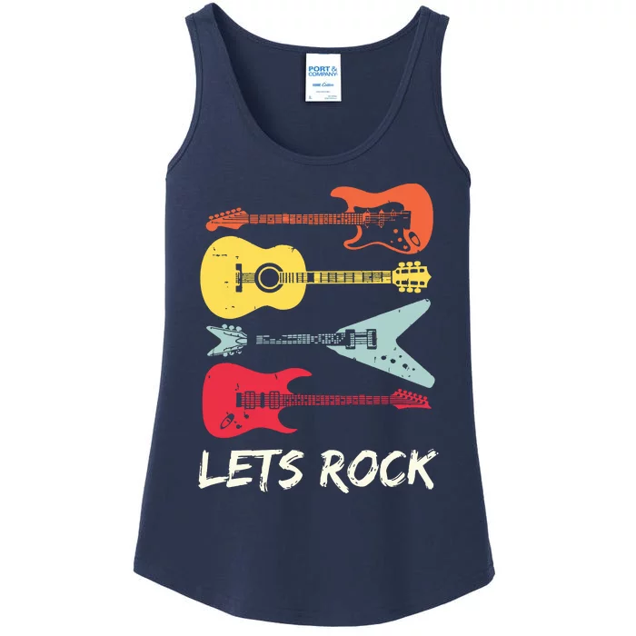 Lets Rock N Roll Guitar Retro Gift Men Women Ladies Essential Tank