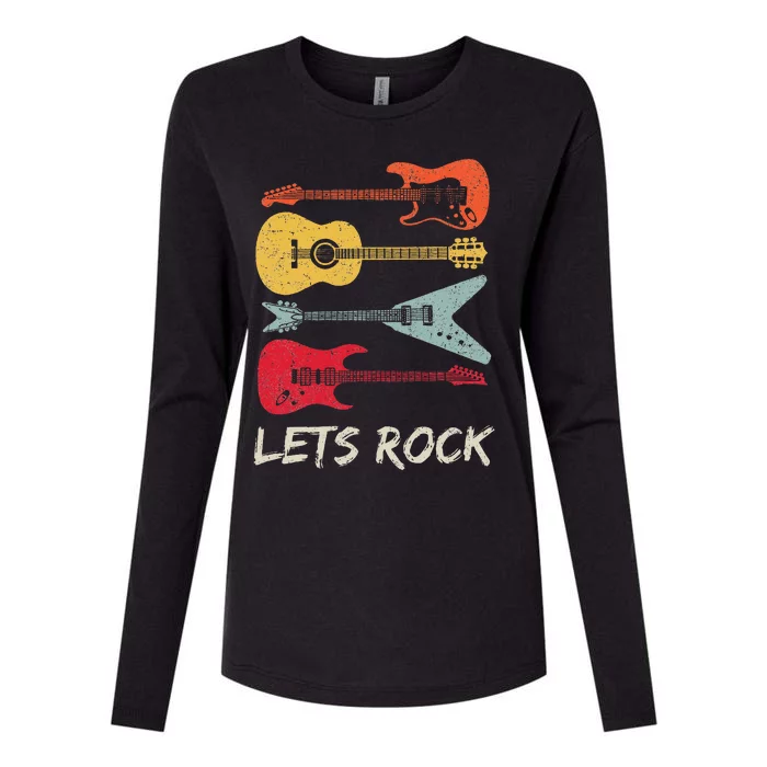 Lets Rock N Roll Guitar Retro Womens Cotton Relaxed Long Sleeve T-Shirt