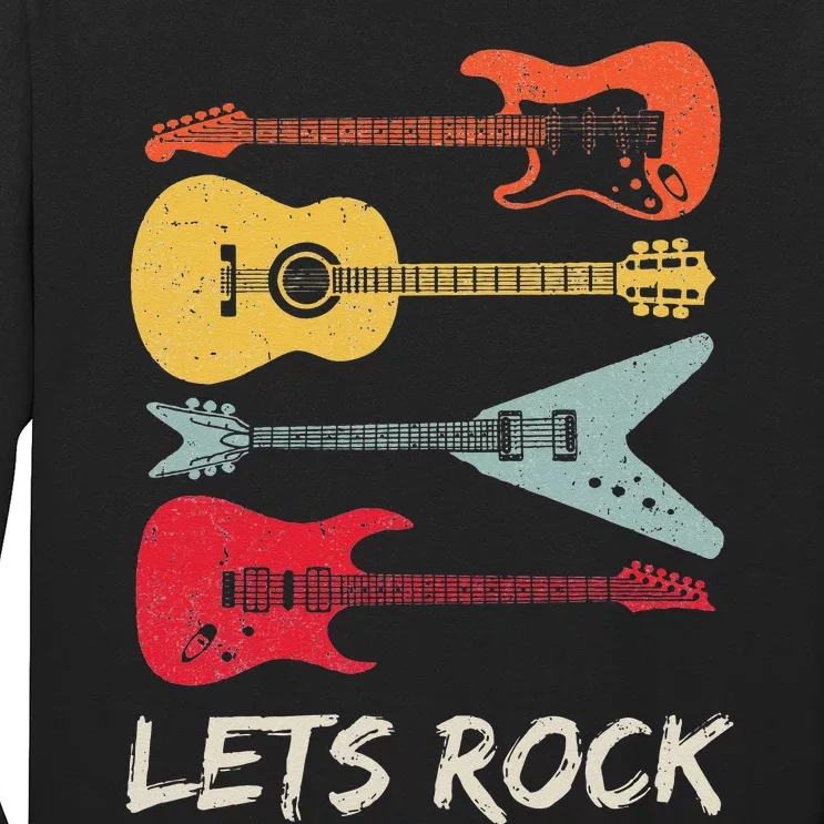 Lets Rock N Roll Guitar Retro Gift Men Women Long Sleeve Shirt