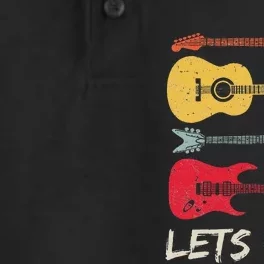 Lets Rock N Roll Guitar Retro Gift Men Women Dry Zone Grid Performance Polo