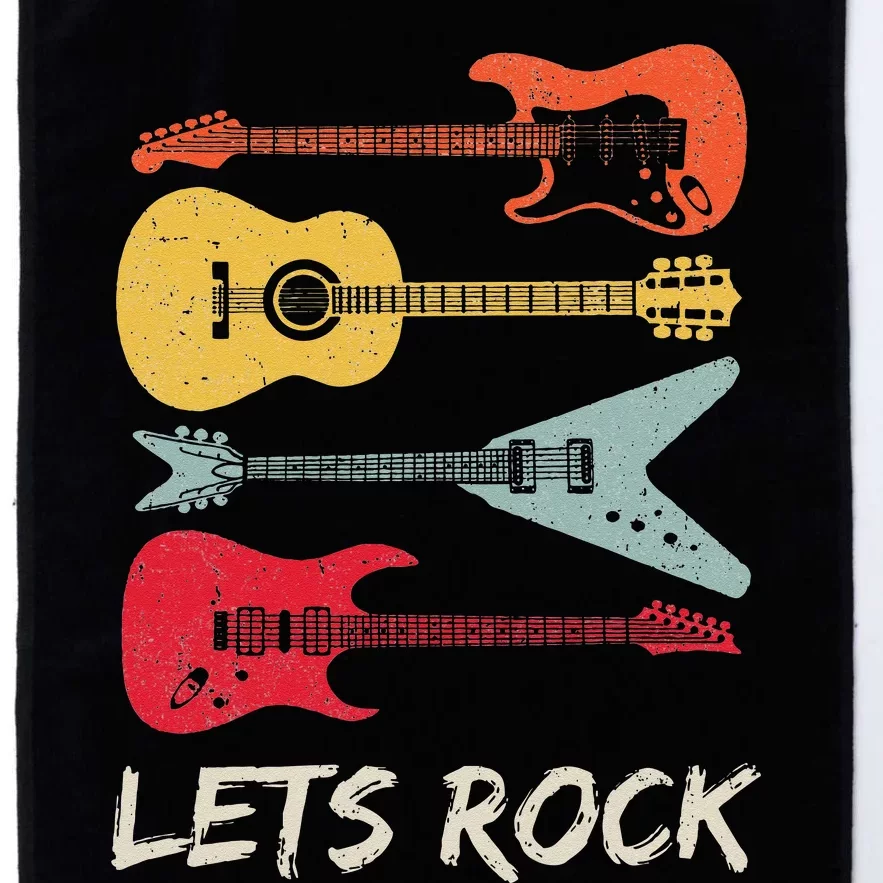 Lets Rock N Roll Guitar Retro Gift Men Women Platinum Collection Golf Towel