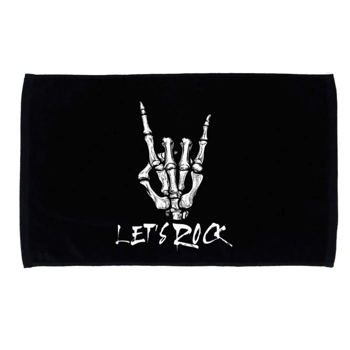 Lets Rock On Band Rock And Roll Skeleton Hand Graphic Microfiber Hand Towel