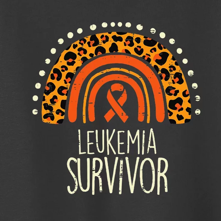 Leopard Rainbow Orange Ribbon Survivor Leukemia Awareness Toddler T-Shirt