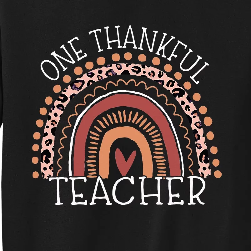 Leopard Rainbow One Thankful Teacher Thanksgiving Christmas Sweatshirt