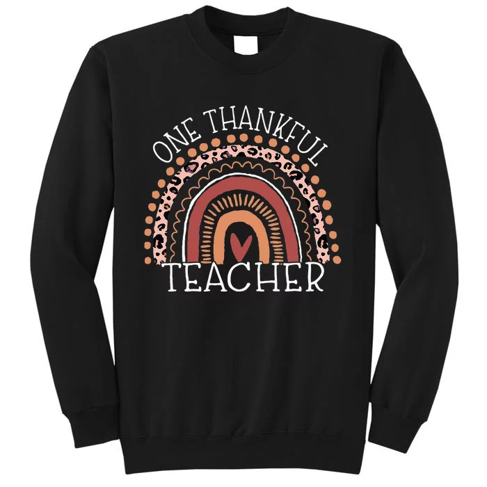 Leopard Rainbow One Thankful Teacher Thanksgiving Christmas Sweatshirt