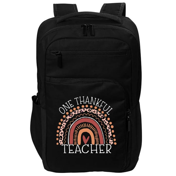 Leopard Rainbow One Thankful Teacher Thanksgiving Christmas Impact Tech Backpack