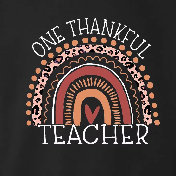 Leopard Rainbow One Thankful Teacher Thanksgiving Christmas Toddler Hoodie