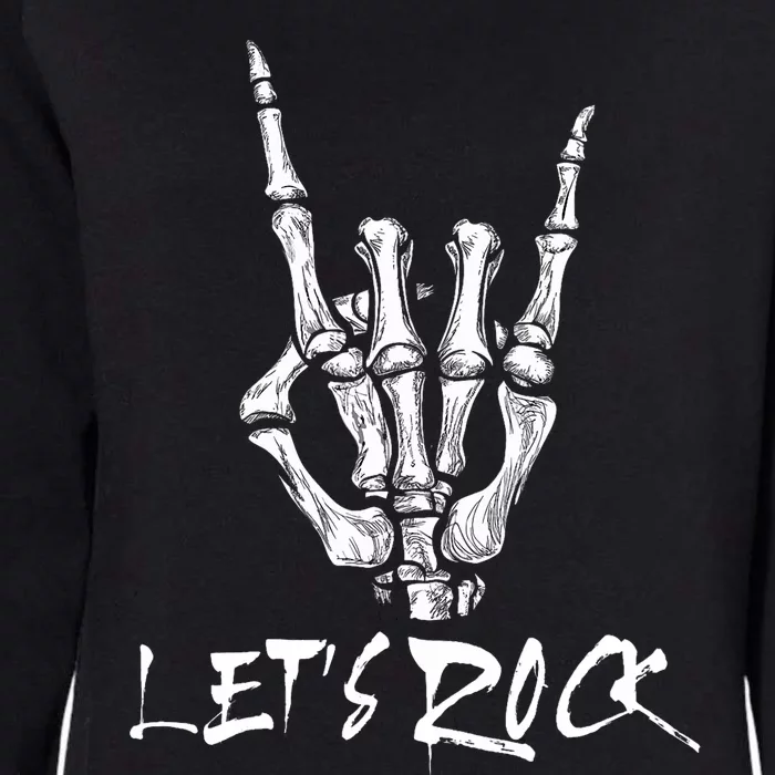 Lets Rock On Band Rock And Roll Skeleton Hand Graphic Womens California Wash Sweatshirt