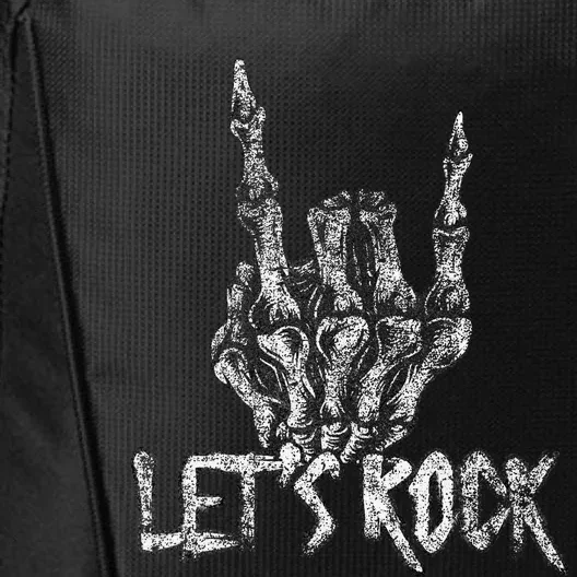 Lets Rock On Band S Rock And Roll Skeleton Hand Graphic City Backpack