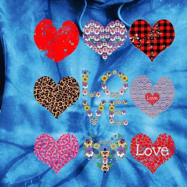 Love Red Plaid And Leopard Hearts Cute Floral Valentines Day Cute Gift Tie Dye Hoodie