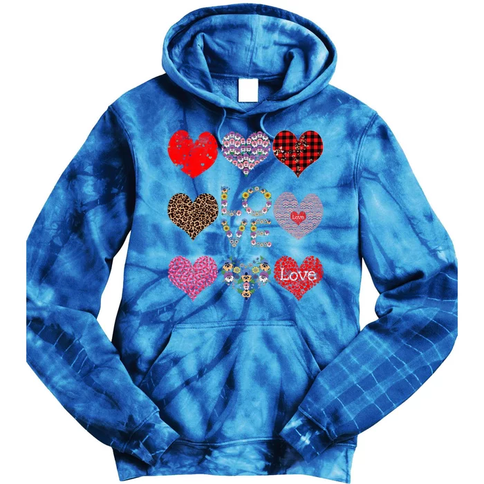 Love Red Plaid And Leopard Hearts Cute Floral Valentines Day Cute Gift Tie Dye Hoodie