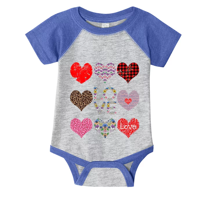 Love Red Plaid And Leopard Hearts Cute Floral Valentines Day Cute Gift Infant Baby Jersey Bodysuit