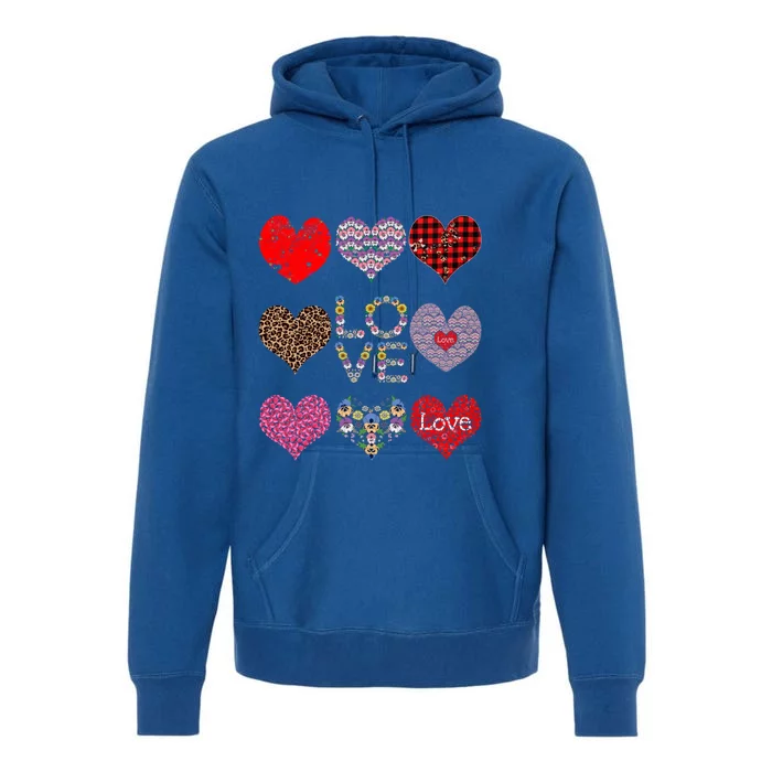 Love Red Plaid And Leopard Hearts Cute Floral Valentines Day Gift Premium Hoodie