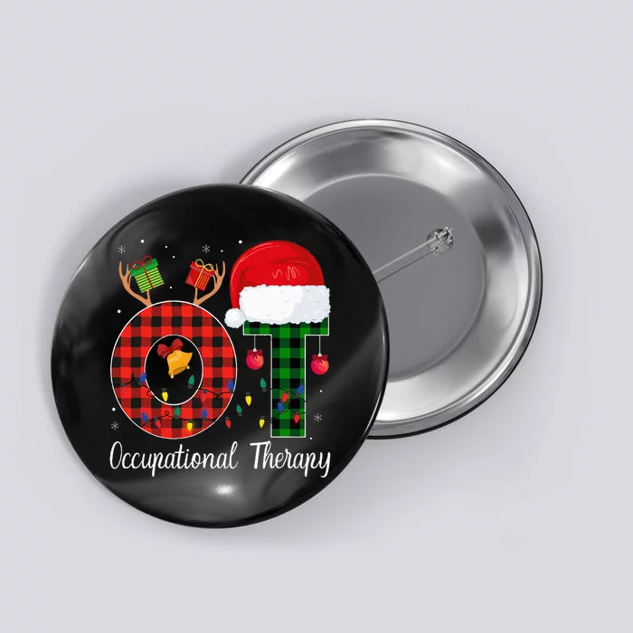 Lights Red Plaid OT Therapist christmas 2024 Button