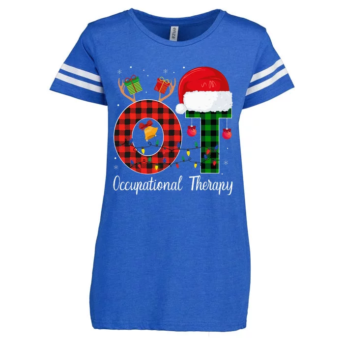 Lights Red Plaid OT Therapist christmas 2024 Enza Ladies Jersey Football T-Shirt