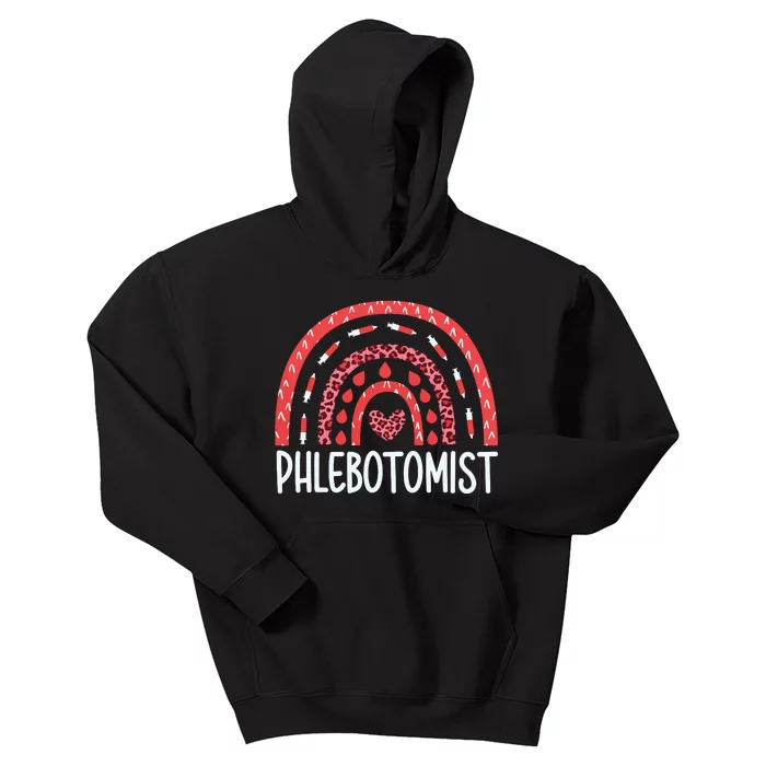 Leopard Rainbow Phlebotomist Phlebotomy Technician Tech RN Kids Hoodie