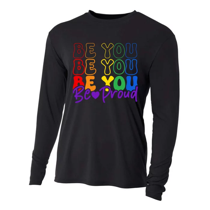 LGBT Retro Pride T Design Cooling Performance Long Sleeve Crew